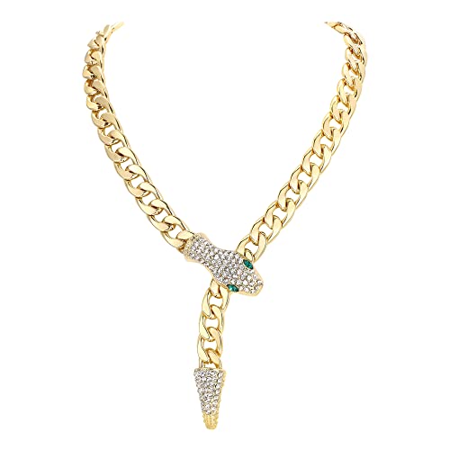 EVER FAITH Halloween Schlangen Halskette für Damen und Mädchen Strass Vivid Tier Snake Choker Statement-Halskette Gold-Ton von EVER FAITH