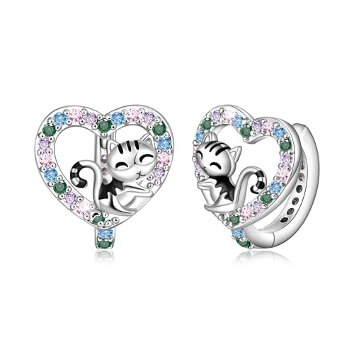 EVER FAITH Katze Herz Creolen Hypoallergenic Winzige niedliche Hoop Ohrringe für Damen Mini Kleine Huggie Hoops Schmuck Geschenke für Katzenliebhaber EVER FAITH Katze Herz Creolen Hypoallergenic Winzige niedliche Hoop Ohrringe für Damen Mini Kleine Huggie Hoops Schmuck Geschenke für Katzenliebhaber von EVER FAITH