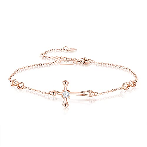 EVER FAITH Kreuz Armband 925 Silber Weiß CZ Unendlichkeit Charm Verstellbarer Kette Zierlicher religiöser Schmuck Geschenk für Damen Mädchen EVER FAITH Kreuz Armband 925 Silber Weiß CZ Unendlichkeit Charm Verstellbarer Kette Zierlicher religiöser Schmuck Geschenk für Damen Mädchen von EVER FAITH