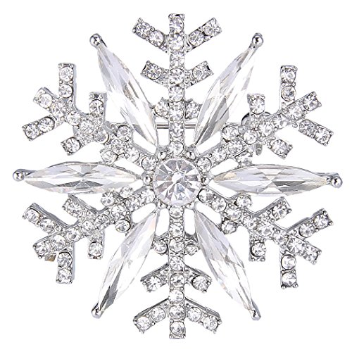 EVER FAITH Kristall Art Deco Marquise geformte Schneeflocke Blume Brosche Pin Silber-Ton von EVER FAITH