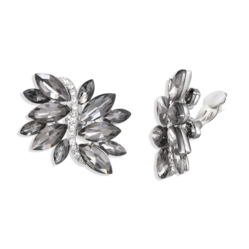 EVER FAITH Kristall Ohrclips Art Deco Marquise Strass Kristall Cluster Blatt Clip-on Statement Ohrringe für Damen Braut Prom Hochzeit Grau Silber-Ton EVER FAITH Kristall Ohrclips Art Deco Marquise Strass Kristall Cluster Blatt Clip-on Statement Ohrringe für Damen Braut Prom Hochzeit Grau Silber-Ton von EVER FAITH