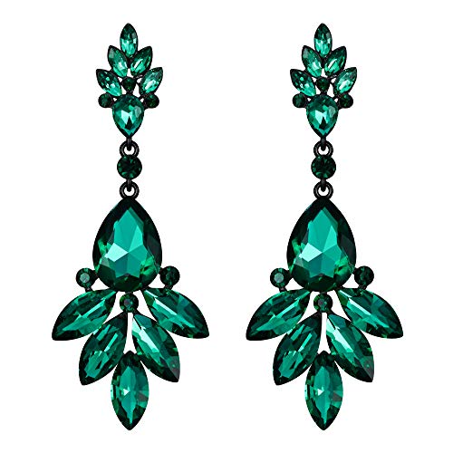 EVER FAITH Kristall Ohrringe Blumen Blatt Cluster Ohrhänger für Damen Grün von EVER FAITH