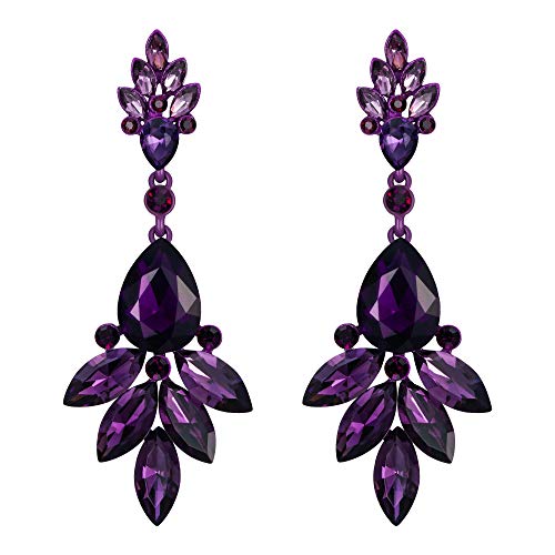 EVER FAITH Kristall Ohrringe Blumen Blatt Cluster Ohrhänger für Damen Lila von EVER FAITH