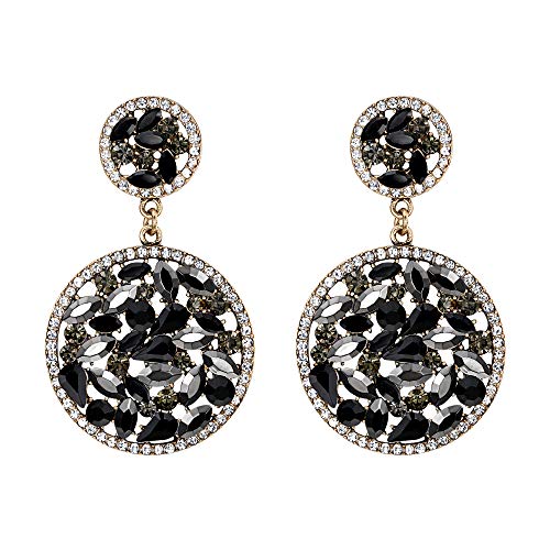 EVER FAITH Kristall Ohrringe Vintage Art Deco Rund Ohrhänger für Damen Schwarz von EVER FAITH