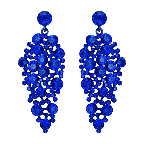 EVER FAITH Kristall Ohrringe für Hochzeits Braut, funkelnde Strass Tropfen Kronleuchter für Damen und Mädchen Blau von EVER FAITH