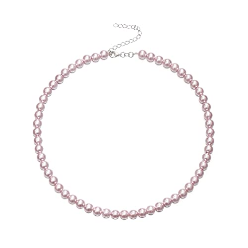 EVER FAITH Mädchen kleine Perle Choker-Halskette aus 925-Sterlingsilber Kette mit Violett simulierte 6 mm Perle Perlenkette für Mädchen von EVER FAITH