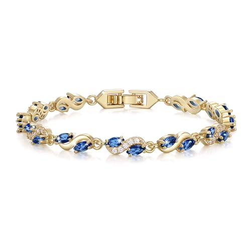 EVER FAITH Marquise Zirkonia elegante April Birthstone Welle Hochzeit Party Tennis Armband für Damen Blau Gold-Ton EVER FAITH Marquise Zirkonia elegante April Birthstone Welle Hochzeit Party Tennis Armband für Damen Blau Gold-Ton von EVER FAITH