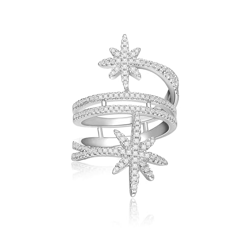 EVER FAITH Mode Nordstern Statement Ring zierlich Cubic Zirconia Versprechen Engagement Schneeflocken Ringe für Damen Delicate Fingerschmuck für Holiday Party Größe 8 EVER FAITH Mode Nordstern Statement Ring zierlich Cubic Zirconia Versprechen Engagement Schneeflocken Ringe für Damen Delicate Fingerschmuck für Holiday Party Größe 8 von EVER FAITH