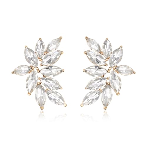 EVER FAITH Mode funkelnden Strass Ohrstecker für Damen, Kristall Hochzeit Braut Ohrringe Cluster Brautjungfer Ohrringe, Prom Party Schmuck Klar Gold-Ton von EVER FAITH