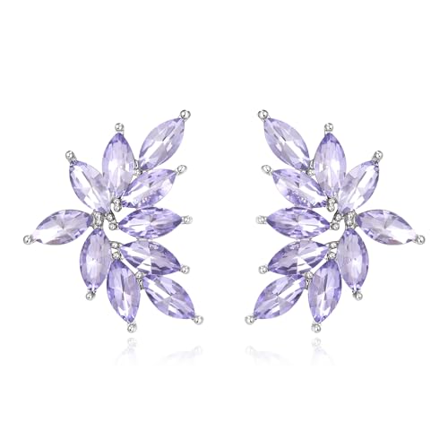 EVER FAITH Mode funkelnden Strass Ohrstecker für Damen, Kristall Hochzeit Braut Ohrringe Cluster Brautjungfer Ohrringe, Prom Party Schmuck Schillernd AB Silber-Ton von EVER FAITH