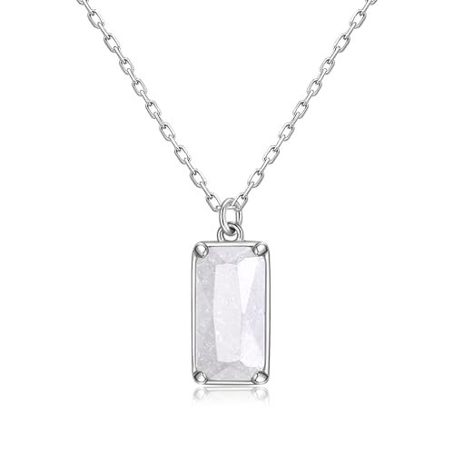 EVER FAITH Naturstein Halskette 925 Sterling Silber weiß Quarz-Smaragdschliff Heilkristall Choker Muttertag/Geburtstag/Weihnachten Edelsteinschmuck Geschenke für Damen Mädchen EVER FAITH Naturstein Halskette 925 Sterling Silber weiß Quarz-Smaragdschliff Heilkristall Choker Muttertag/Geburtstag/Weihnachten Edelsteinschmuck Geschenke für Damen Mädchen von EVER FAITH
