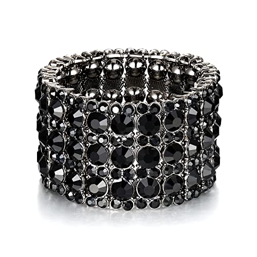 EVER FAITH Österreich Kristall Braut Elegant 3 Reihen Stretch Armband Schwarz Für Damen Mädchen EVER FAITH Österreich Kristall Braut Elegant 3 Reihen Stretch Armband Schwarz Für Damen Mädchen von EVER FAITH