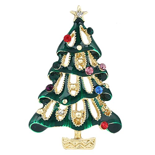 EVER FAITH Österreichische Kristall Star Grün EverGrün Wunsch Baum Brosche Gold-Ton von EVER FAITH