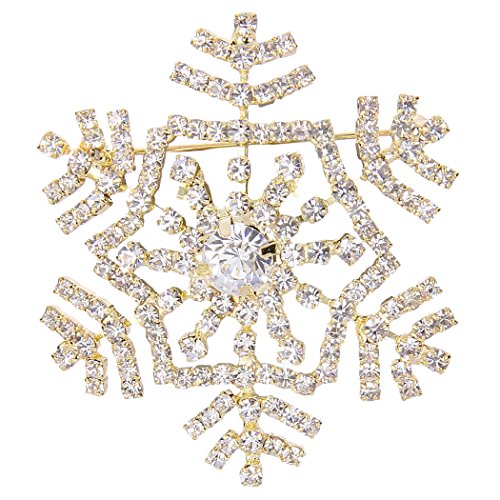 EVER FAITH Österreichischer Kristall Elegante Winter Schneeflocke Brosche Pin Gold-Ton von EVER FAITH