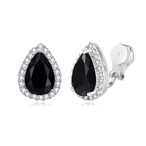 EVER FAITH Ohrclips Damen voller Zirkonia Hochzeit Teardrop Ohrringe Marineblau Clip-on EVER FAITH Ohrclips Damen voller Zirkonia Hochzeit Teardrop Ohrringe Marineblau Clip-on von EVER FAITH