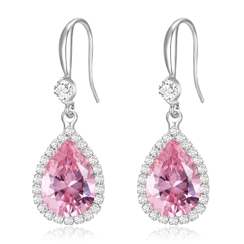 EVER FAITH Ohrhänger Hochzeit baumeln Tropfen elegante Geburtsstein Zirkonia Party Prom Runde Ohrringe für Damen Rose von EVER FAITH