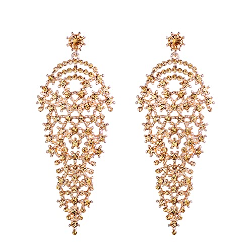 EVER FAITH Ohrringe Lange Strass Kristall Hochzeit Party filigrane baumelnde Kronleuchter lange Ohrstecker für Damen Mädchen Champagne Farbe EVER FAITH Ohrringe Lange Strass Kristall Hochzeit Party filigrane baumelnde Kronleuchter lange Ohrstecker für Damen Mädchen Champagne Farbe von EVER FAITH