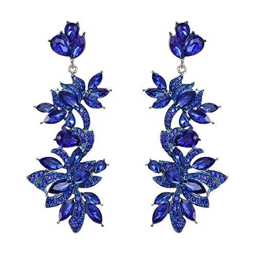 EVER FAITH Ohrringe Vintage Style Art Deco Strass Kristall Emaille Floral Lead Chandelier lange Ohrstecker Blau EVER FAITH Ohrringe Vintage Style Art Deco Strass Kristall Emaille Floral Lead Chandelier lange Ohrstecker Blau von EVER FAITH