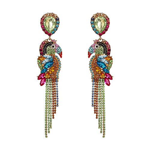 EVER FAITH Papageien Ohrringe für Damen Mädchen mehrfarbiger Strass-Kristall süßer Vogel mit langem Schwanz Tropfen lange Kronleuchter EVER FAITH Papageien Ohrringe für Damen Mädchen mehrfarbiger Strass-Kristall süßer Vogel mit langem Schwanz Tropfen lange Kronleuchter von EVER FAITH