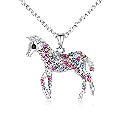 EVER FAITH Pferd Halskette für Mädchen Bunt Cubic Zirkonia Mädchen Unicorn Anhänger Halskette Süß Geschenk von EVER FAITH