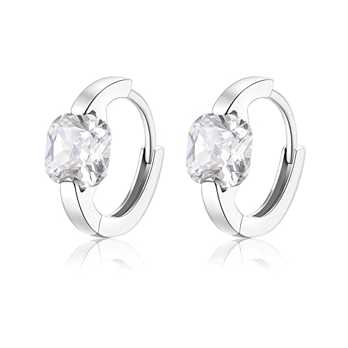 EVER FAITH Prinzessschliff Huggie Ohrringe Klar Zirconia 925 Sterling Silber Geburtsstein Zierlicher Hoop Ohrschmuck Creolen für Damen EVER FAITH Prinzessschliff Huggie Ohrringe Klar Zirconia 925 Sterling Silber Geburtsstein Zierlicher Hoop Ohrschmuck Creolen für Damen von EVER FAITH