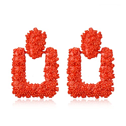 EVER FAITH Quadratische Geometrische Ohrringe Mode Metall Statement Tropfen große Ohrstecker für Damen Mädchen Weiß von EVER FAITH