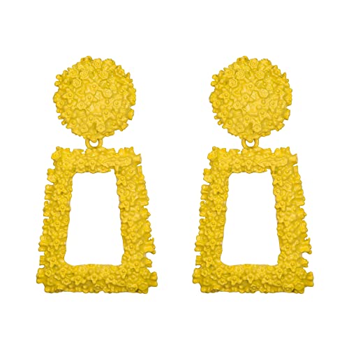 EVER FAITH Rechteck Geometrische Ohrringe Metall Statement Silber große Quadratische Tropfen-Ohrringe für Frauen und Mädchen Gelb von EVER FAITH