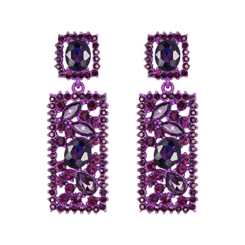 EVER FAITH Rechteck Ohrringe Lila Strass Kristall Geometrische Aussage Drop Kronleuchter Ohrstecker EVER FAITH Rechteck Ohrringe Lila Strass Kristall Geometrische Aussage Drop Kronleuchter Ohrstecker von EVER FAITH