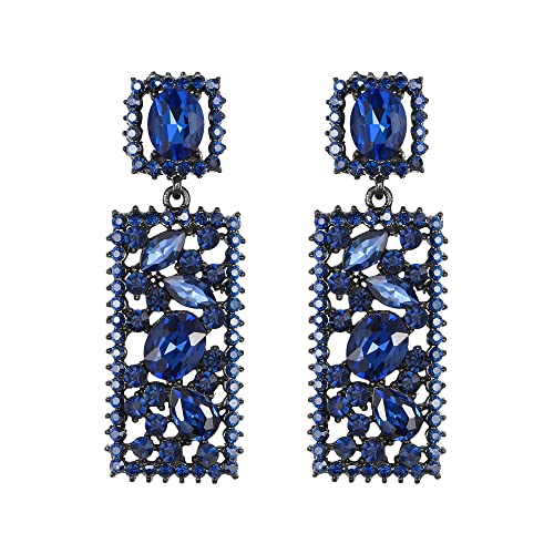 EVER FAITH Rechteck Ohrringe Navy blau Strass Kristall Geometrische Aussage Drop Kronleuchter Ohrstecker EVER FAITH Rechteck Ohrringe Navy blau Strass Kristall Geometrische Aussage Drop Kronleuchter Ohrstecker von EVER FAITH