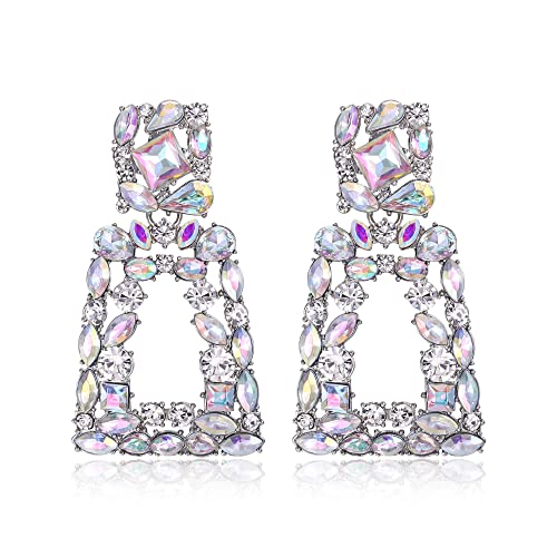 EVER FAITH Rechteckige Ohrclips für Damen funkelnde Strasssteine geometrische Statement Ohrringe Clips on Braun Gold-Ton von EVER FAITH