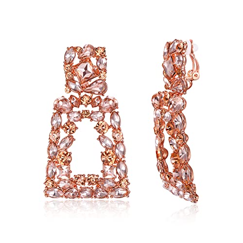 EVER FAITH Rechteckige Ohrclips für Damen funkelnde Strasssteine geometrische Statement Ohrringe Clips on Champagne Farbe EVER FAITH Rechteckige Ohrclips für Damen funkelnde Strasssteine geometrische Statement Ohrringe Clips on Champagne Farbe von EVER FAITH