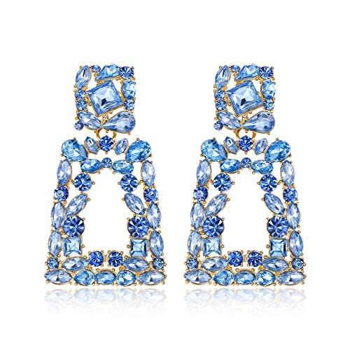 EVER FAITH Rechteckige Ohrclips für Damen funkelnde Strasssteine geometrische Statement Ohrringe Clips on Hell-blau EVER FAITH Rechteckige Ohrclips für Damen funkelnde Strasssteine geometrische Statement Ohrringe Clips on Hell-blau von EVER FAITH