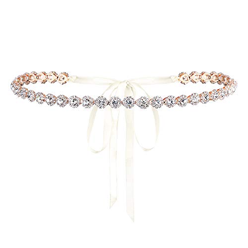 EVER FAITH Runder Strass Kristall Brautgürtel für Hochzeitskleid, Handgemachte Satin Gürtel für Party Abendkleid 65.7 " von EVER FAITH
