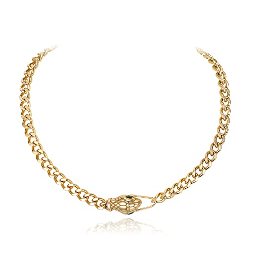 EVER FAITH Schlange Choker Halskette, Kostüm Statement Punk Rock Hip Hop Kandare Kette Halskette Halloween-Schmuck Gold-Ton von EVER FAITH