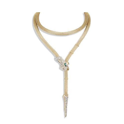 EVER FAITH Schlange Halskette biegsam flexibel einstellbar Taille Kette Körper Medusa Cosplay Mehrzweck-Halloween-Schmuck für Damen Klar Gold-Ton EVER FAITH Schlange Halskette biegsam flexibel einstellbar Taille Kette Körper Medusa Cosplay Mehrzweck-Halloween-Schmuck für Damen Klar Gold-Ton von EVER FAITH