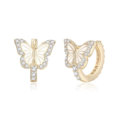 EVER FAITH Schmetterling Ohrringe für Mädchen, hypoallergene Klar Zirkonia niedlichen Tier Huggie Mädchen kleine Creolen-Ohrringe von EVER FAITH