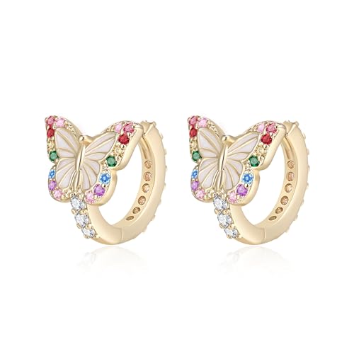 EVER FAITH Schmetterling Creolen-Ohrringe für Mädchen, hypoallergene Zirkonia niedlichen Tier Huggie Mädchen kleine Ohrringe von EVER FAITH