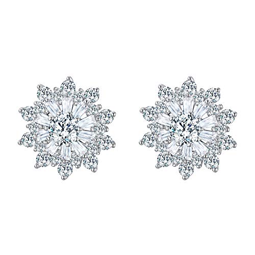 EVER FAITH Schneeflocke Blume Ohrstecker Damen 925 Sterling Silber Voll Zirkonia Winter Party Ohrringe von EVER FAITH