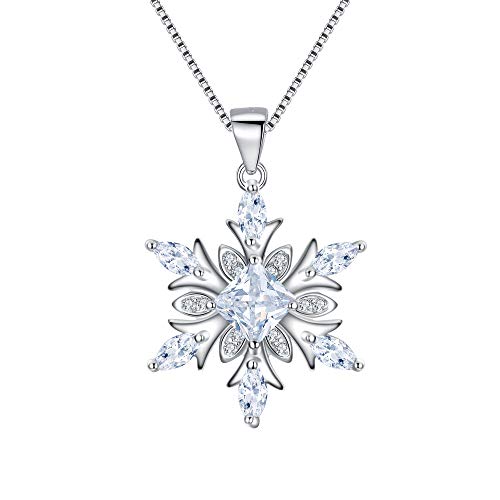 EVER FAITH Schneeflocke Halskette Damen Schmuck 925 Sterling Silber Klar CZ Winter Blume Anhänger Kette von EVER FAITH