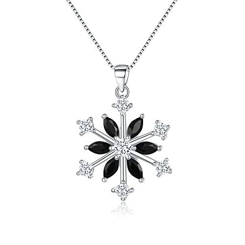 EVER FAITH Schneeflocke Halskette Zircon 925 Sterling Silber Winter Snow Weihnachten Schwarz Anhänger Kette von EVER FAITH