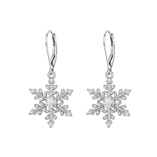 EVER FAITH Schneeflocken-Creolen für Damen, glitzernde Klar runde Zirkonia Winter925 Sterling Silber Leverback Ohrringe für Damen winter Weihnachten Xmas Schmuck Geschenke EVER FAITH Schneeflocken-Creolen für Damen, glitzernde Klar runde Zirkonia Winter925 Sterling Silber Leverback Ohrringe für Damen winter Weihnachten Xmas Schmuck Geschenke von EVER FAITH