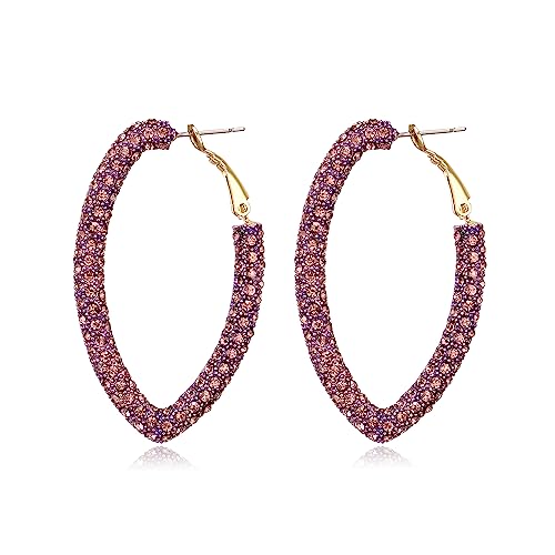 EVER FAITH Sparkly Oval Creolen, Hochzeit party Lila Strass Reifen Ohrringe für Damen Mädchen von EVER FAITH