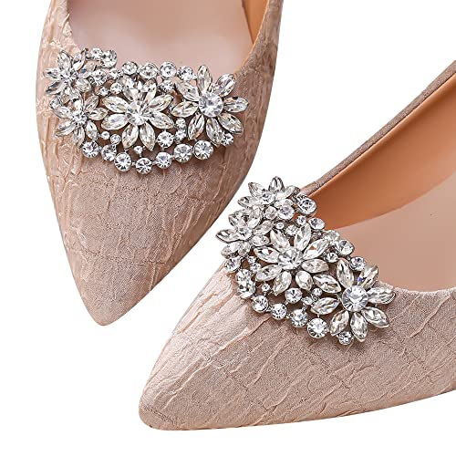 EVER FAITH Sparkly Strass Blume Schuh Clips Hochzeit Party Floral Kristall Dekorative für Pumps Flats von EVER FAITH