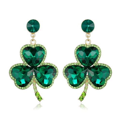 EVER FAITH St. Patrick's Day Kleeblatt Ohrstecker funkelnde Herzform Kristall grün baumelnden Glücksklee Kronleuchter Ohrringe Schmuck Geschenk für Damen Mädchen EVER FAITH St. Patrick's Day Kleeblatt Ohrstecker funkelnde Herzform Kristall grün baumelnden Glücksklee Kronleuchter Ohrringe Schmuck Geschenk für Damen Mädchen von EVER FAITH