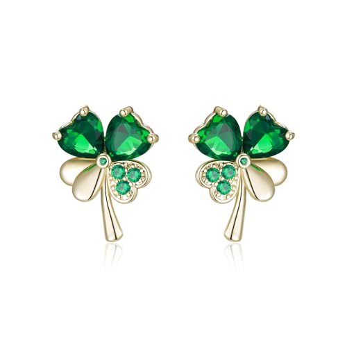 EVER FAITH St. Patricks Day Klee-Ohrringe, grün Kleeblatt irische Clover Shamrock Ohrclips für Damen Modeschmuck Gold-Ton EVER FAITH St. Patricks Day Klee-Ohrringe, grün Kleeblatt irische Clover Shamrock Ohrclips für Damen Modeschmuck Gold-Ton von EVER FAITH