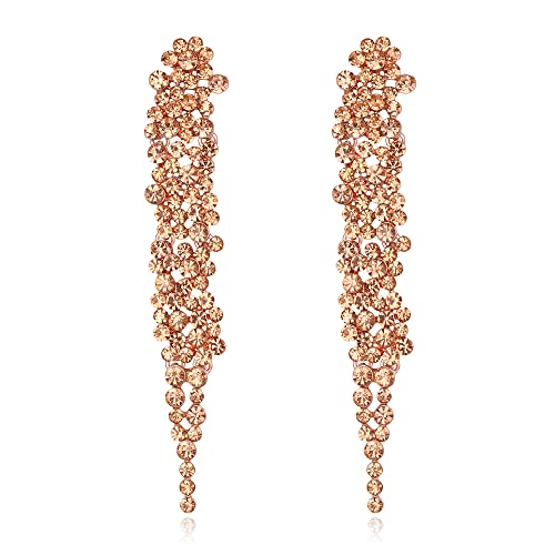 EVER FAITH Statement Ohrringe Strass Kristall Bankett lange Kronleuchter baumeln Ohrstecker für Damen Prom Hochzeit Braut Champagner-Rosegold EVER FAITH Statement Ohrringe Strass Kristall Bankett lange Kronleuchter baumeln Ohrstecker für Damen Prom Hochzeit Braut Champagner-Rosegold von EVER FAITH