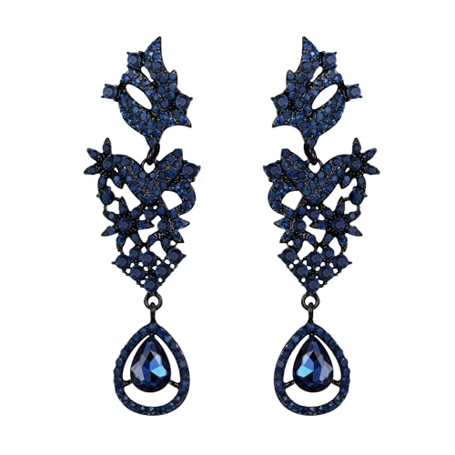 EVER FAITH Statement Ohrringe für Damen Kostüm Hochzeit Party Schmuck Marquise Kristall Blume Boho Kronleuchter lange Ohrstecker Dunkel-Blau EVER FAITH Statement Ohrringe für Damen Kostüm Hochzeit Party Schmuck Marquise Kristall Blume Boho Kronleuchter lange Ohrstecker Dunkel-Blau von EVER FAITH