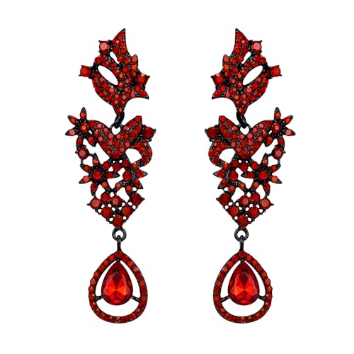 EVER FAITH Statement Ohrringe für Damen Kostüm Hochzeit Party Schmuck Marquise Kristall Blume Boho Kronleuchter lange Ohrstecker Rot Schwarz-Ton EVER FAITH Statement Ohrringe für Damen Kostüm Hochzeit Party Schmuck Marquise Kristall Blume Boho Kronleuchter lange Ohrstecker Rot Schwarz-Ton von EVER FAITH