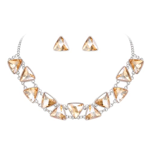 EVER FAITH Statement Schmuckset Braun Strass Kristall Glitzerndes Dreieck Hochzeit Party Lätzchen Halskette und Ohrstecker Modeschmuck Set für Damen EVER FAITH Statement Schmuckset Braun Strass Kristall Glitzerndes Dreieck Hochzeit Party Lätzchen Halskette und Ohrstecker Modeschmuck Set für Damen von EVER FAITH