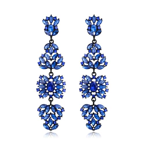 EVER FAITH Statement baumeln Ohrringe für Damen, Kostüm Hochzeit Party Schmuck Marquise Kristall Cluster Boho Kronleuchter lange Königsblau Schwarz-Ton EVER FAITH Statement baumeln Ohrringe für Damen, Kostüm Hochzeit Party Schmuck Marquise Kristall Cluster Boho Kronleuchter lange Königsblau Schwarz-Ton von EVER FAITH